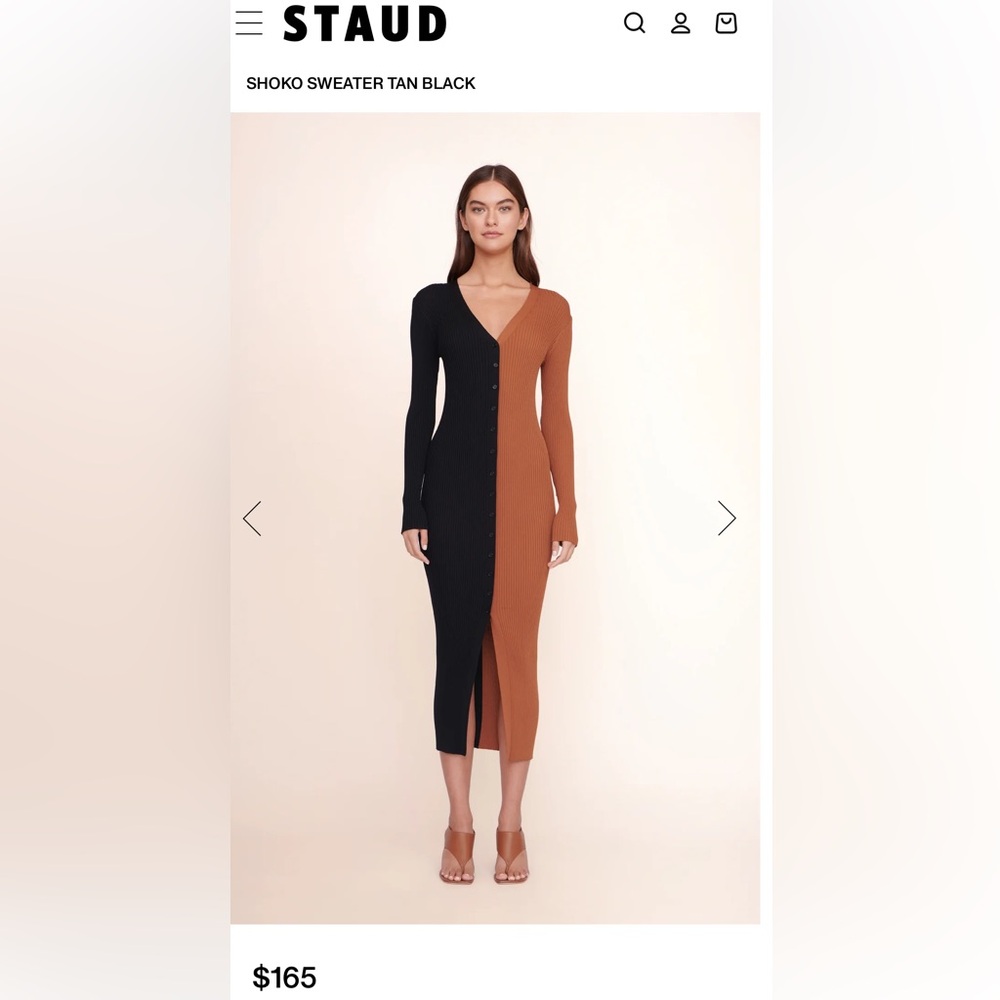 Staud shoko tan black sweater dress XS